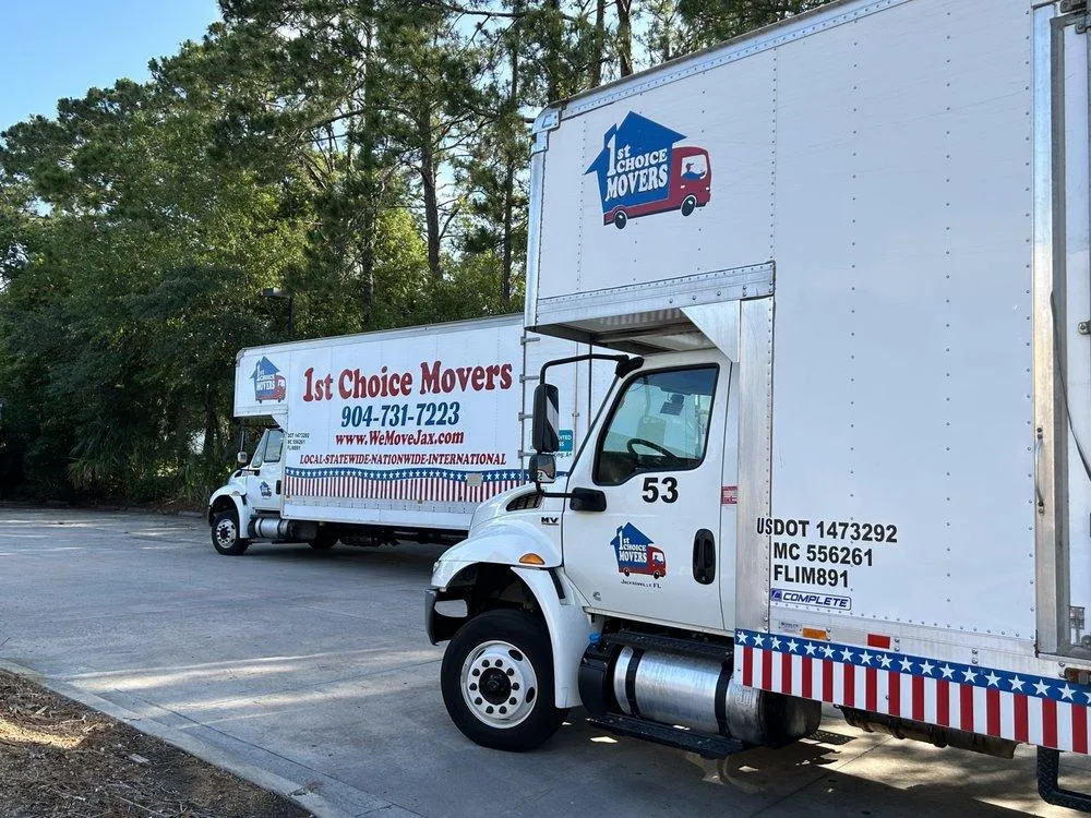 1st Choice Movers truck on the road