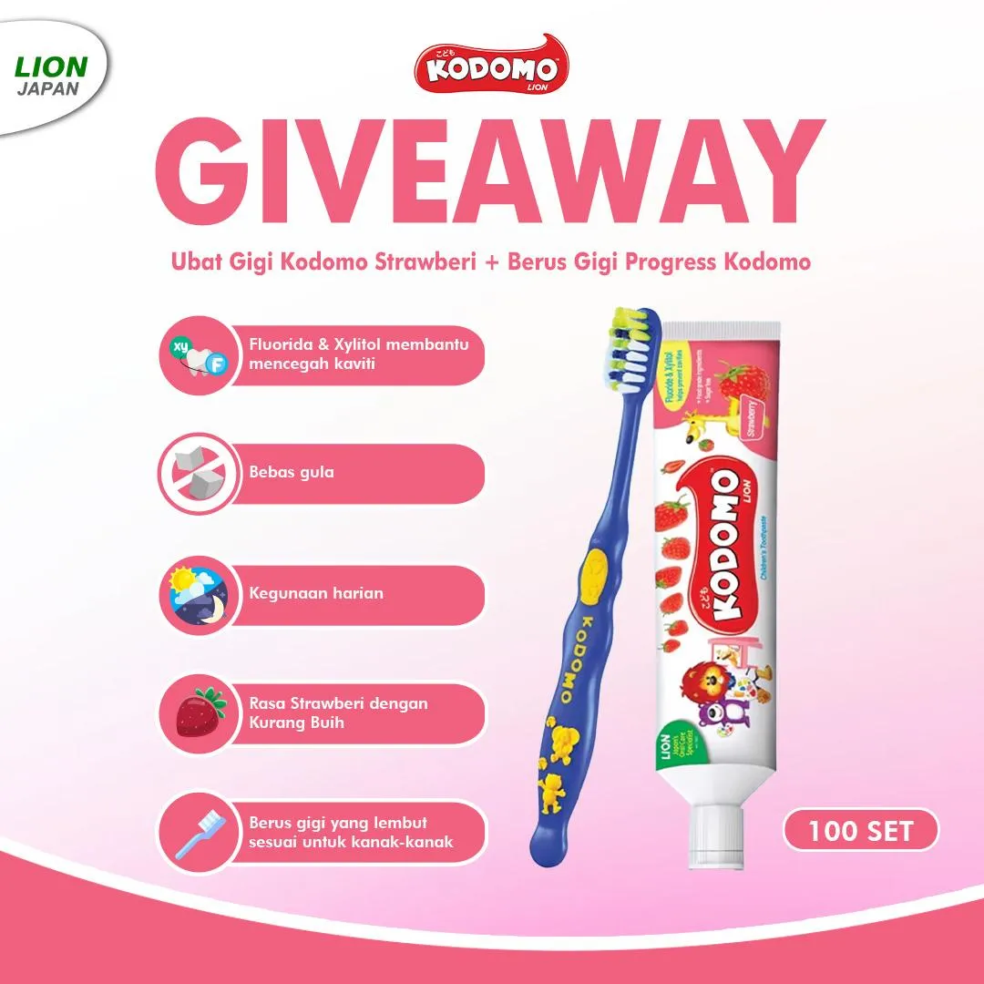 Ubat Gigi Kodomo Strawberi 40g + Berus Gigi Progress Kodomo