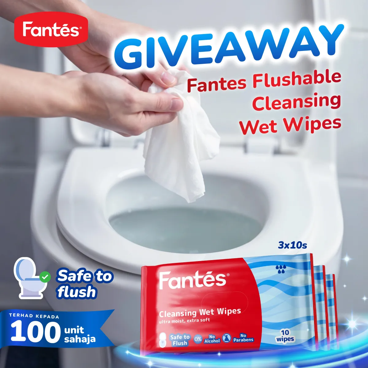 Fantes Cleansing Wipes (10SX3) - Flushable