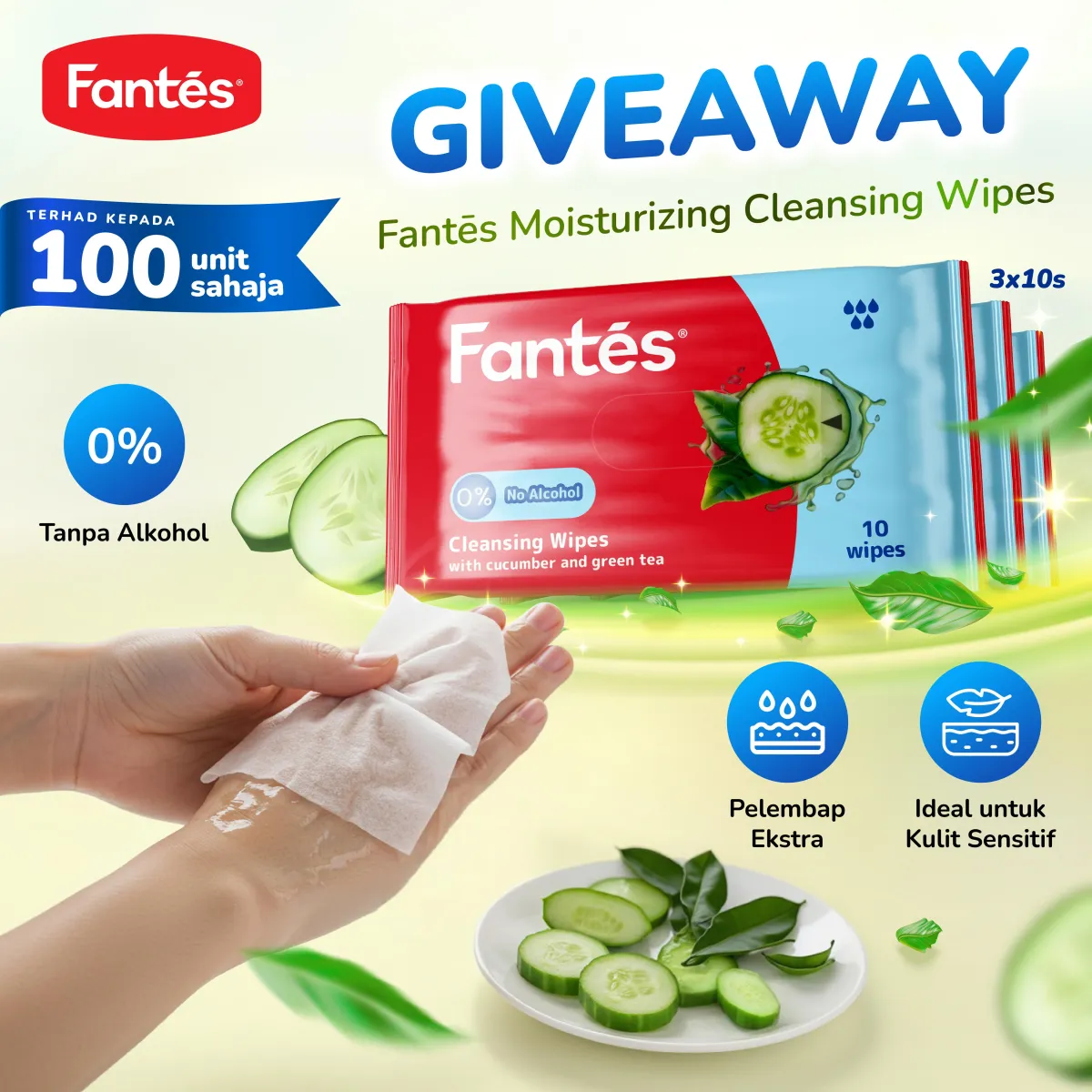 Fantes Cleansing Wipes - Moisturizing (10Sx3)