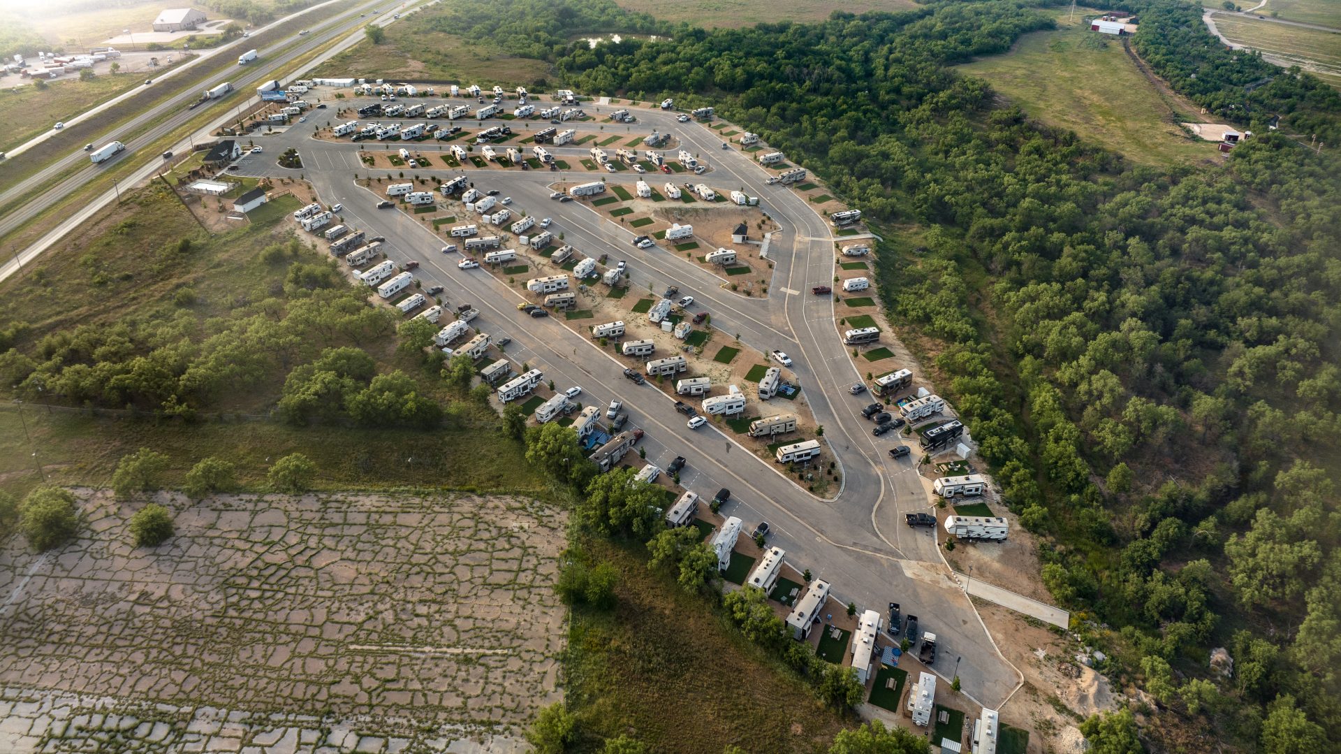arial view of ridgeview rv resort in abilene tx