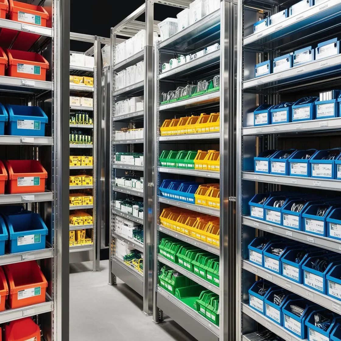 A shelf of electrical supplies at a supplier