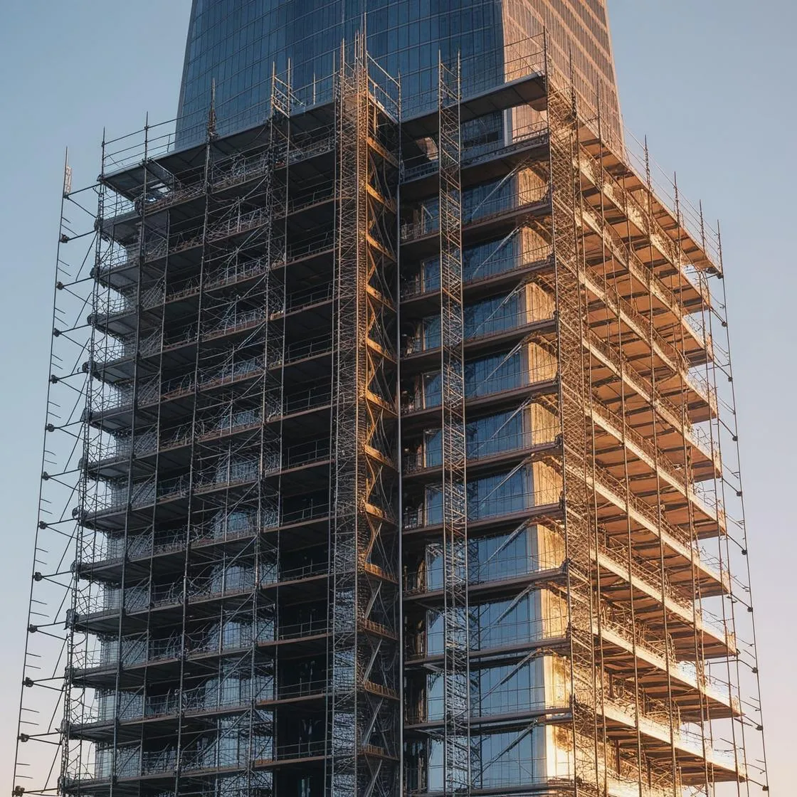 A picture of scaffolding on a high rise