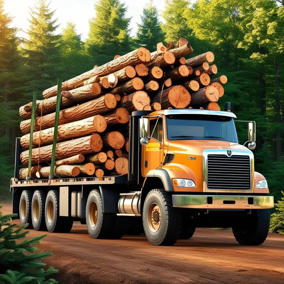 Logging truck loaded with logs