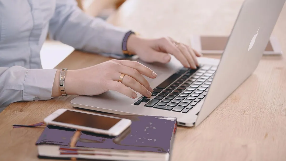 woman using a laptop