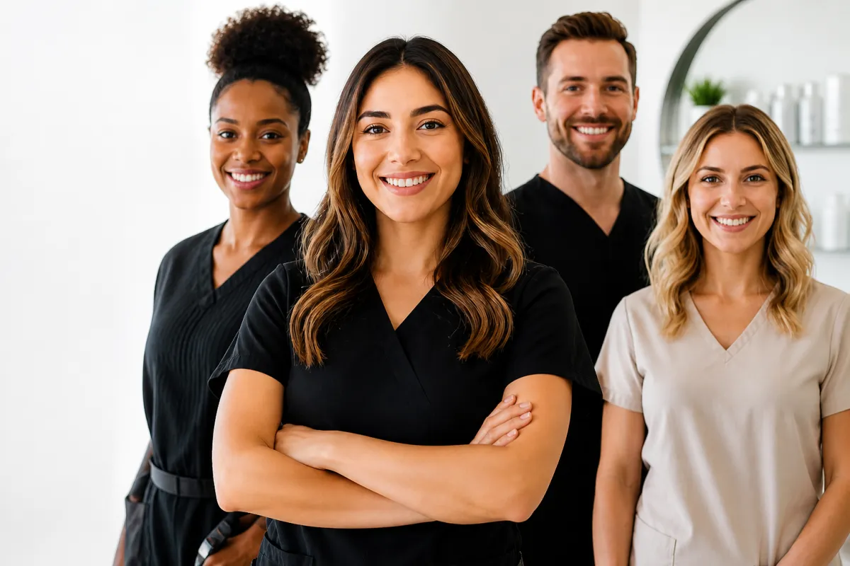 Modern salon professional applying skills