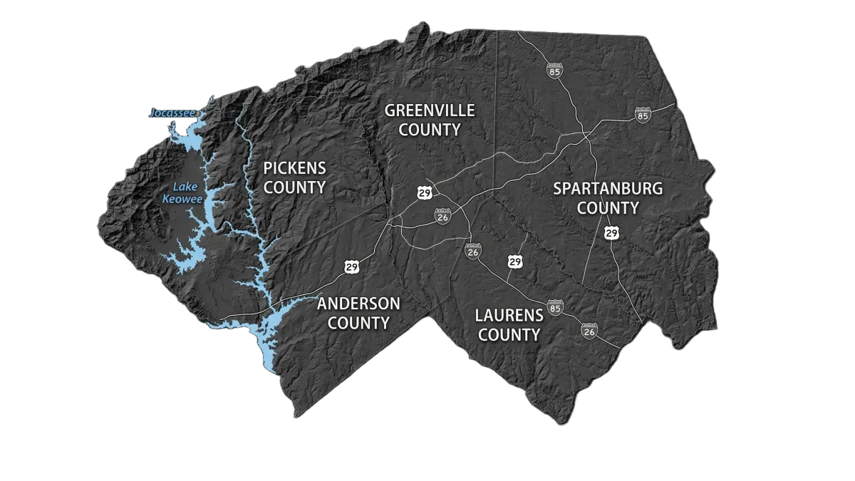 Map of Upstate South Carolina