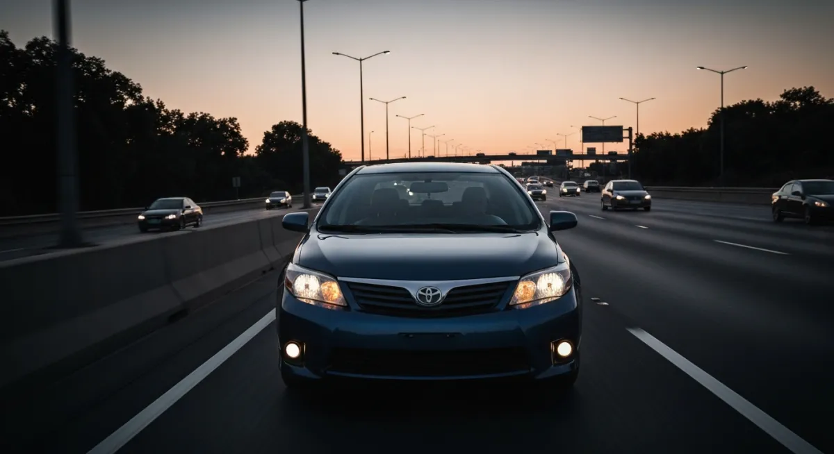 Commuter car on highway