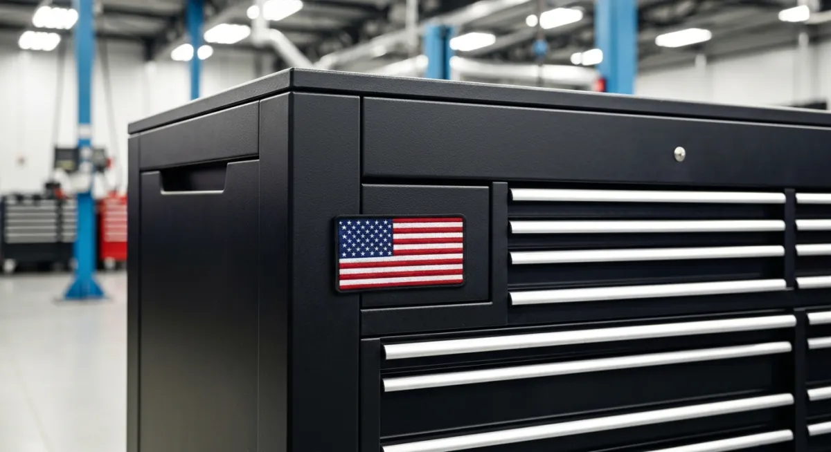 Mechanic toolbox with American flag