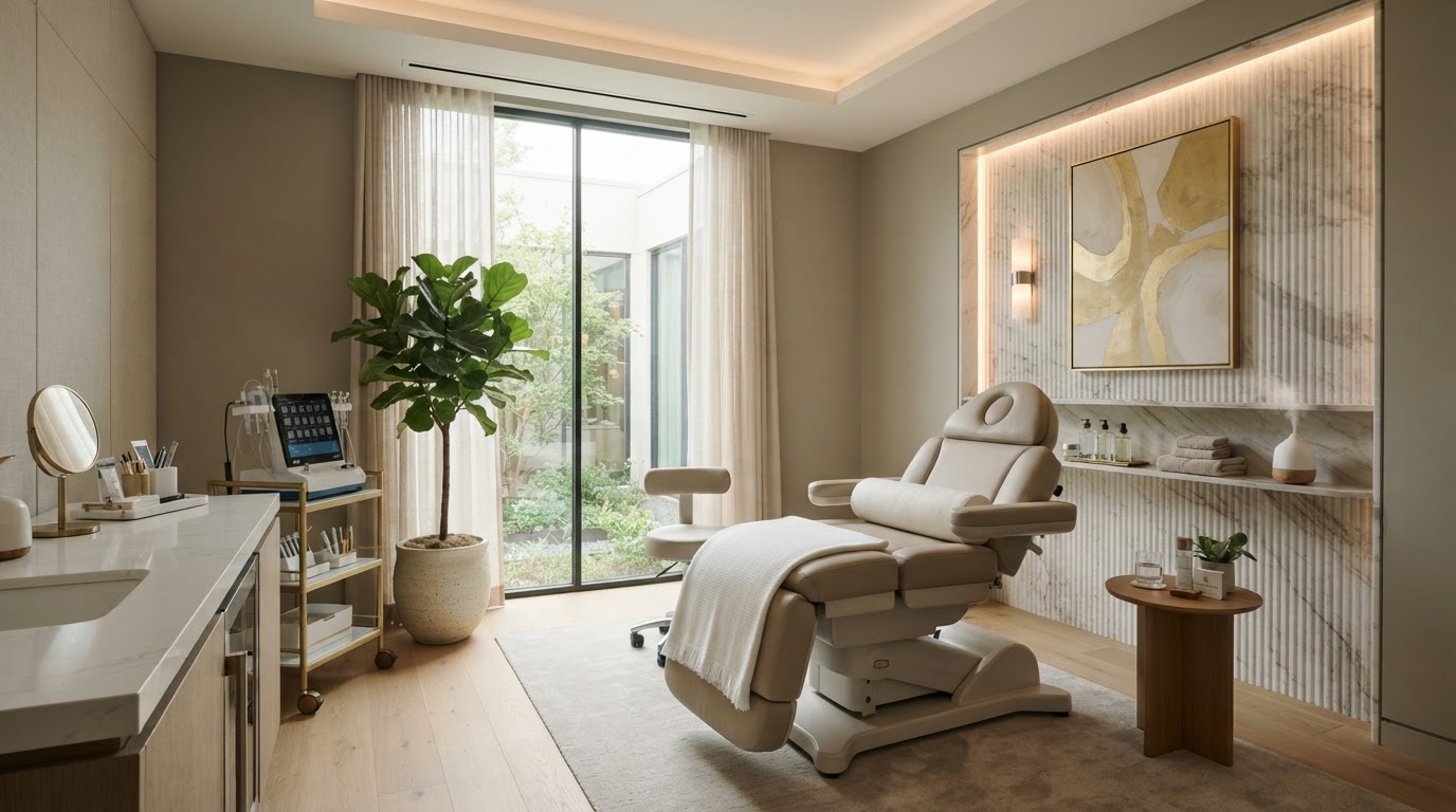 Modern med spa and aesthetics clinic treatment room