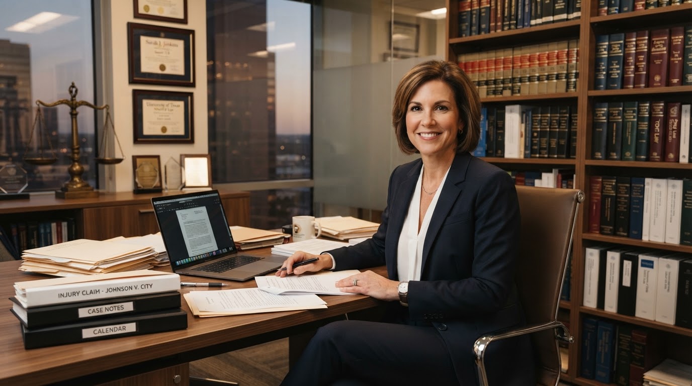 Personal injury attorney in a modern law office