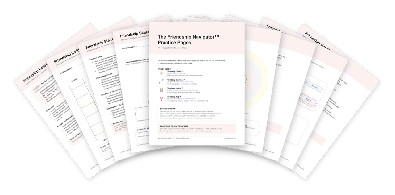 The Friendship Navigator Practice Pages — 9 printable pages