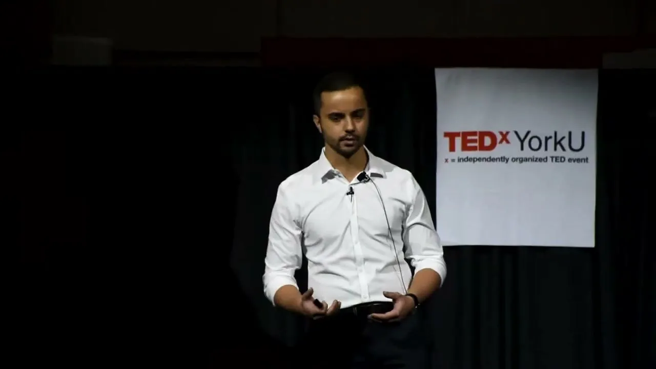 Avi Grondin speaking at TEDxYorkU