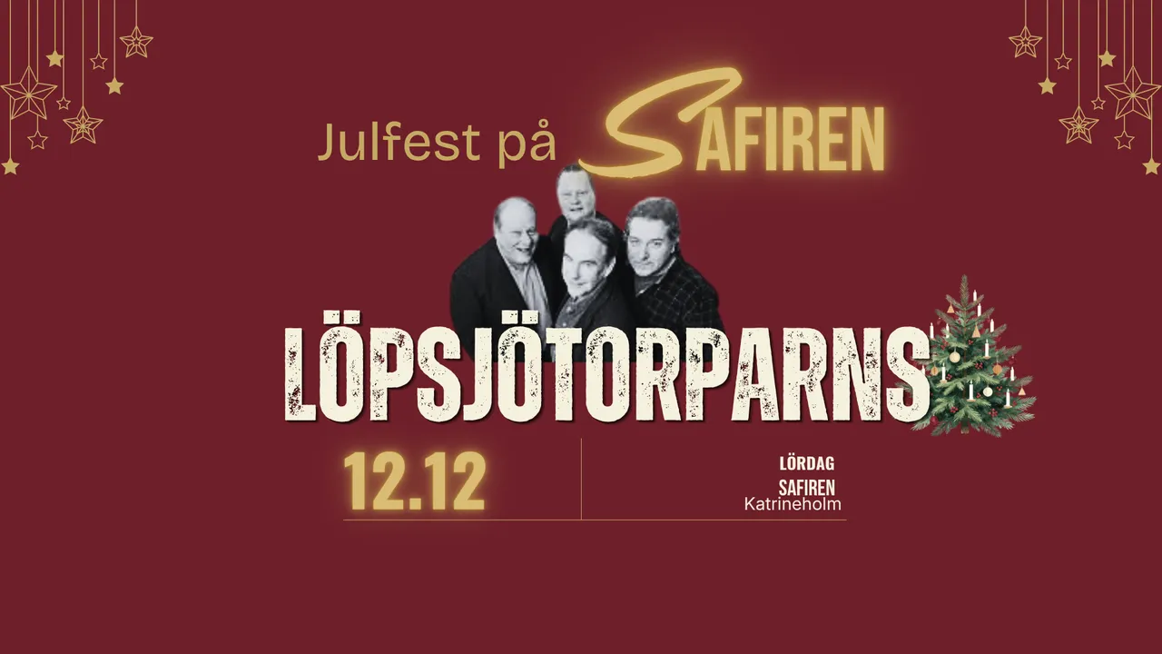 Affisch för julfest med Löpsjötorparns på Safiren den 12 december
