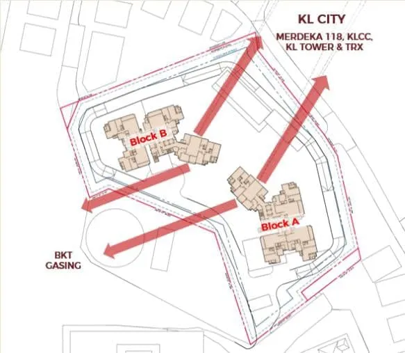 Block A faces the KL skyline; Block B faces Mid Valley and Bangsar, Aetas Taman Desa
