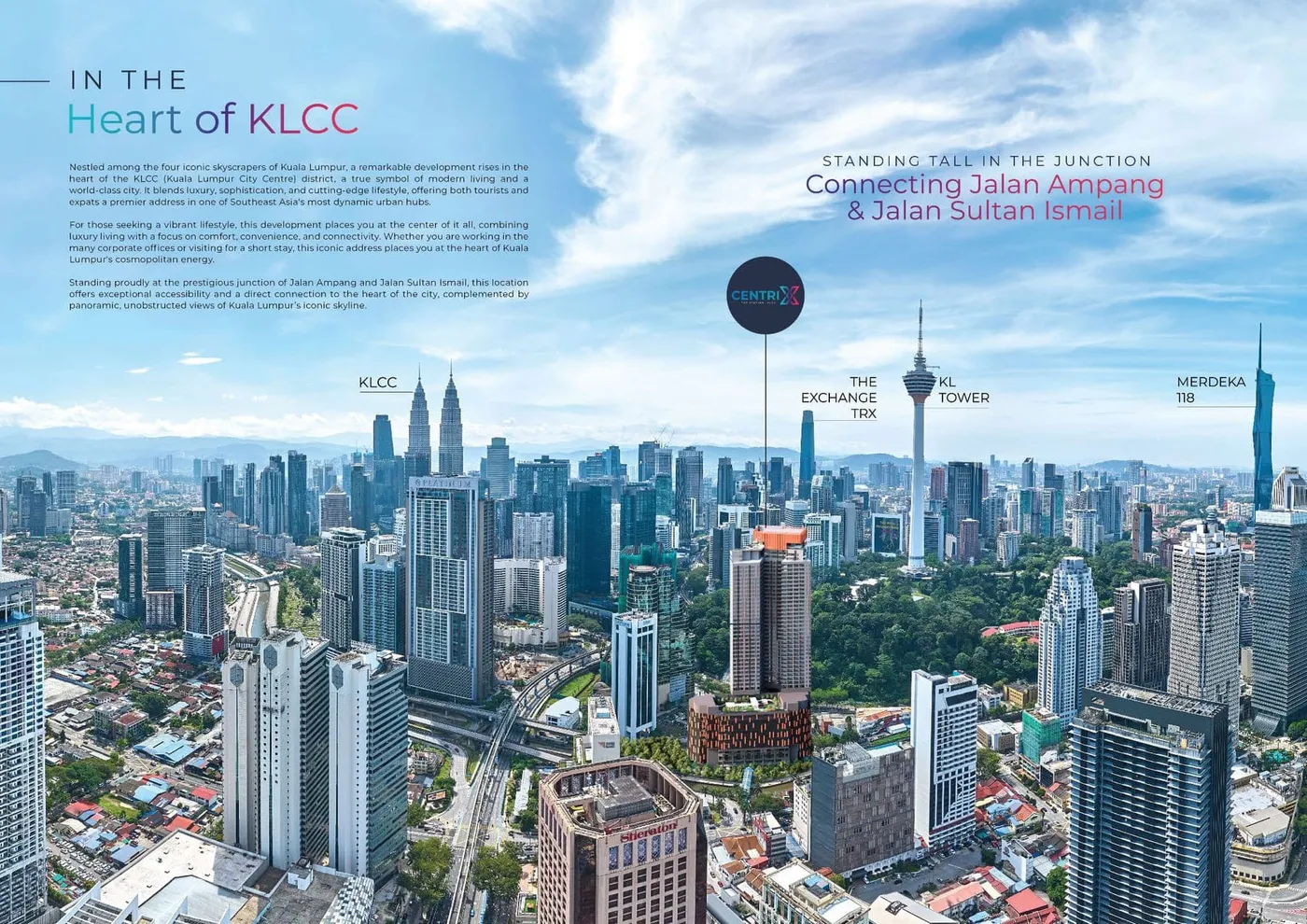 Aerial view of the site beside KLCC, Centrix The Station, artist's impression
