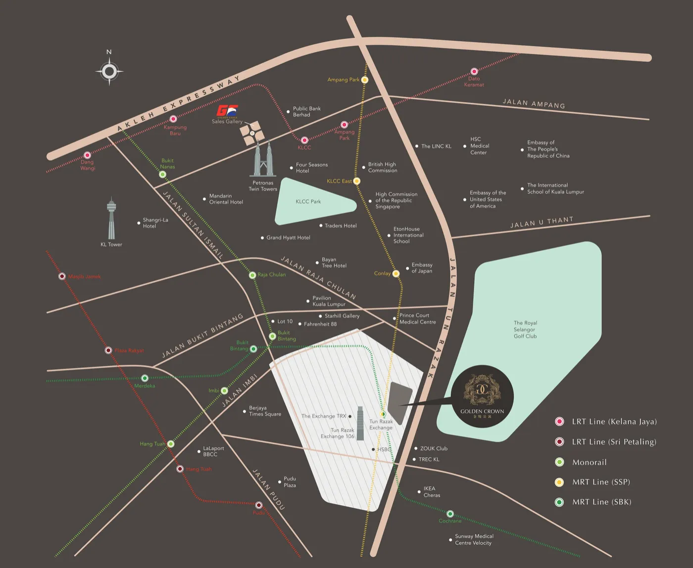 Brochure map of the TRX area, Golden Crown Residence, artist's impression