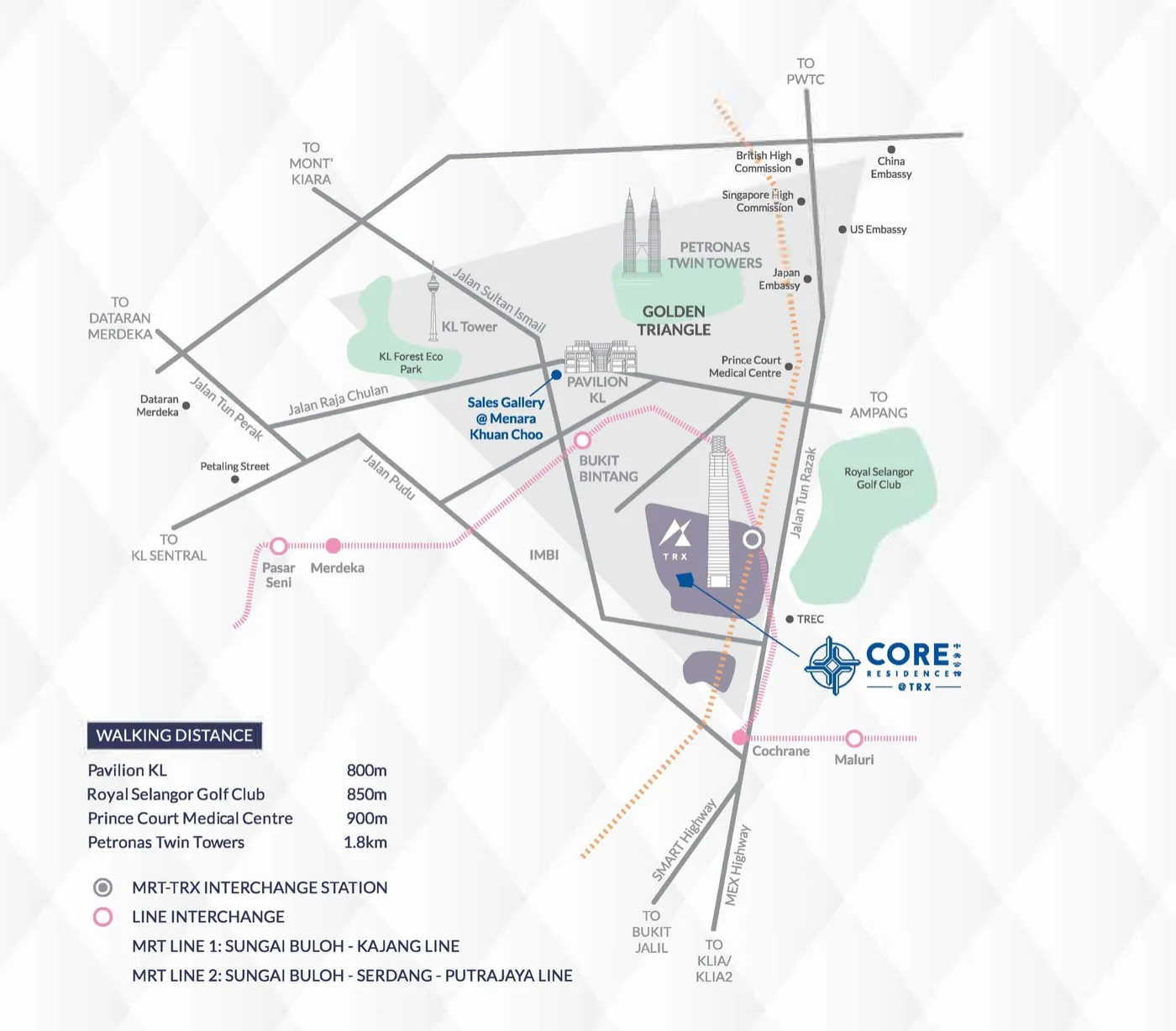 Location map of the precinct, Core Residence, artist's impression