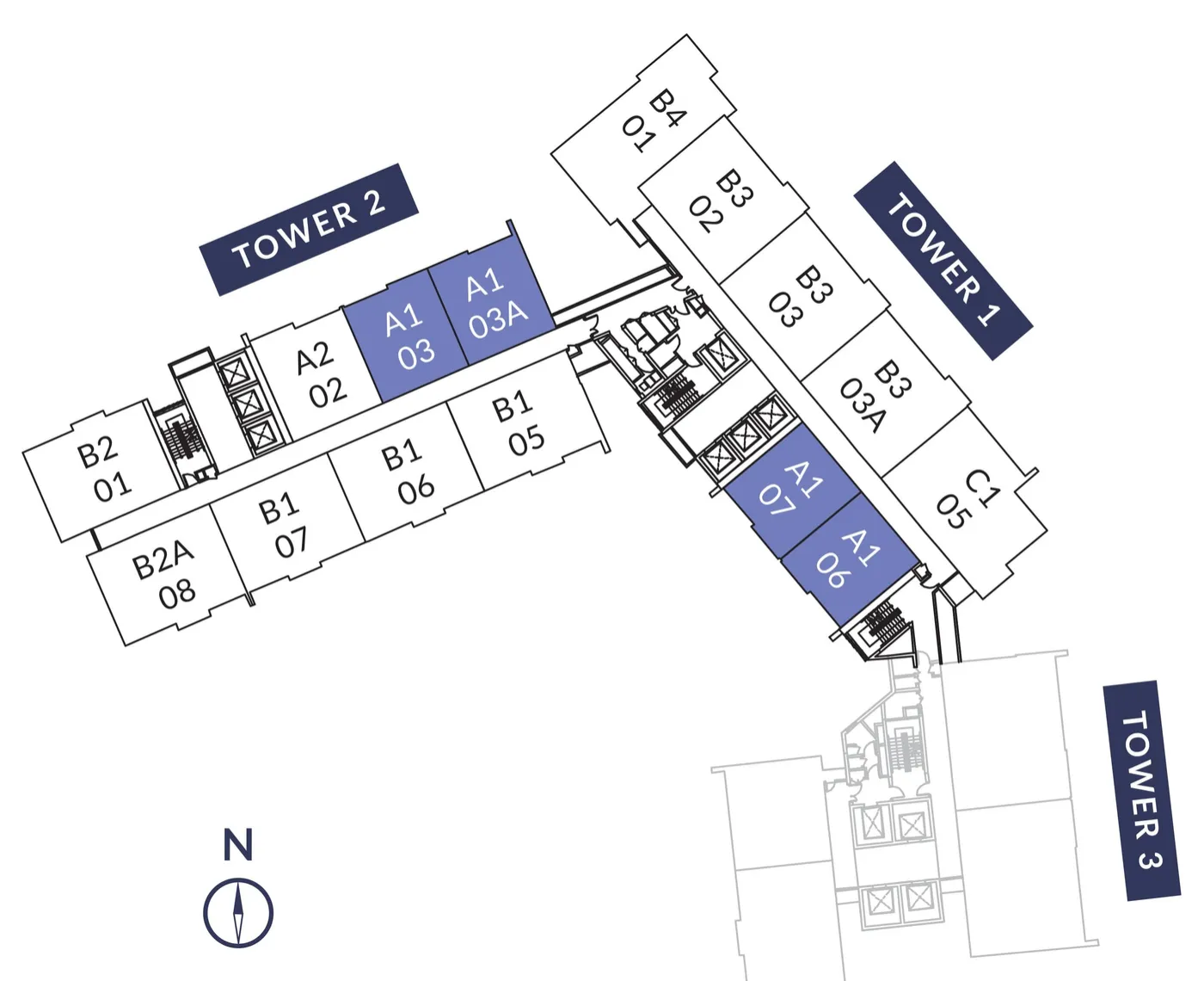 Typical floor: fifteen homes, Core Residence