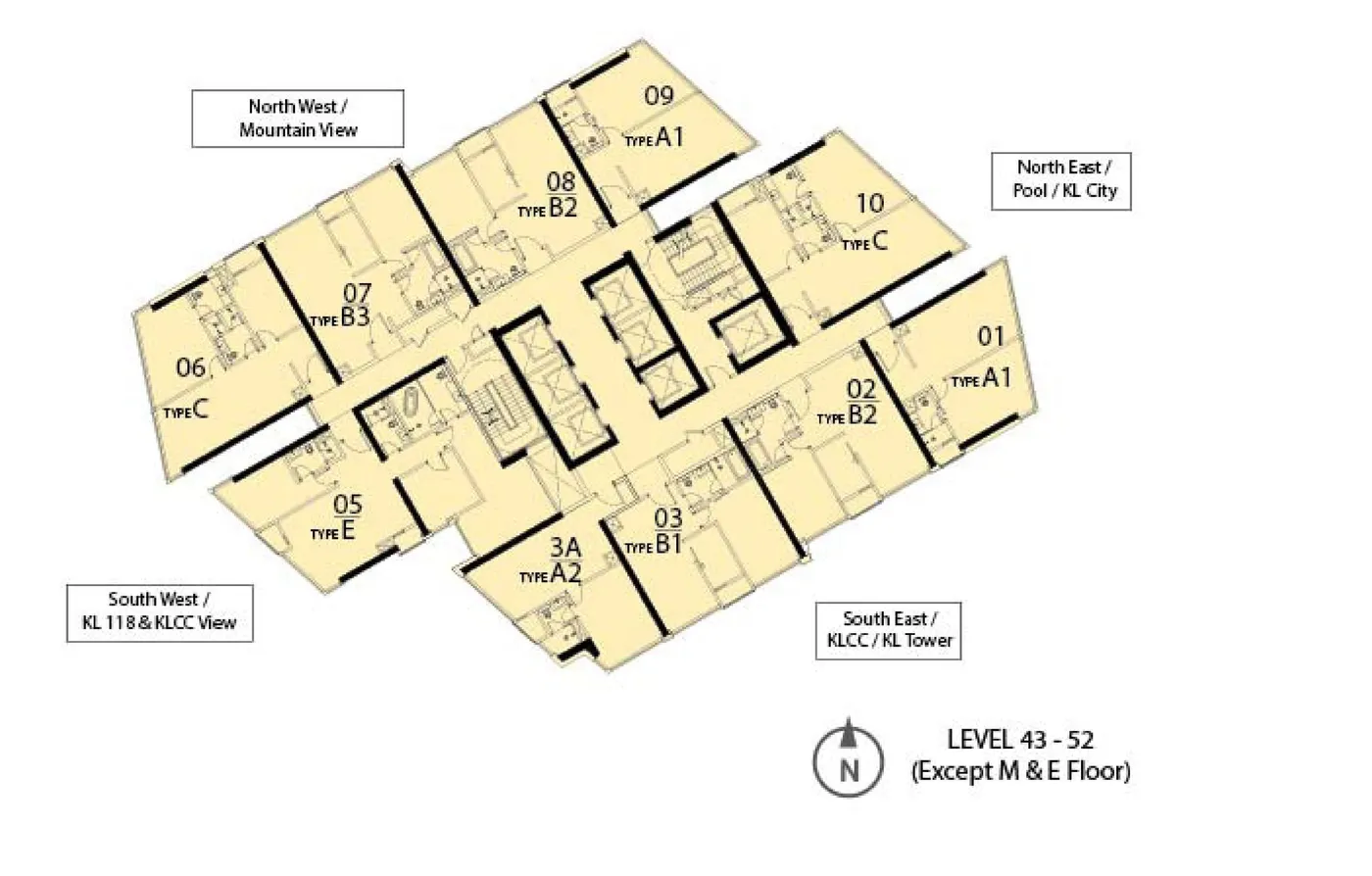 Levels 43 to 52: revised unit mix, Ascott Star Residence
