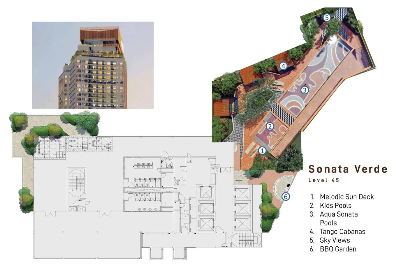 Level 45 sky deck plan with numbered zones, Centrix The Station
