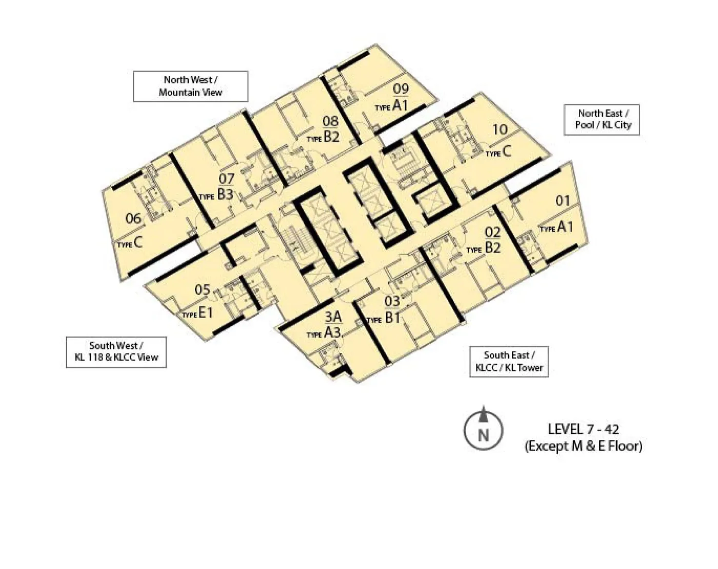 Levels 7 to 42: ten homes a floor, Ascott Star Residence