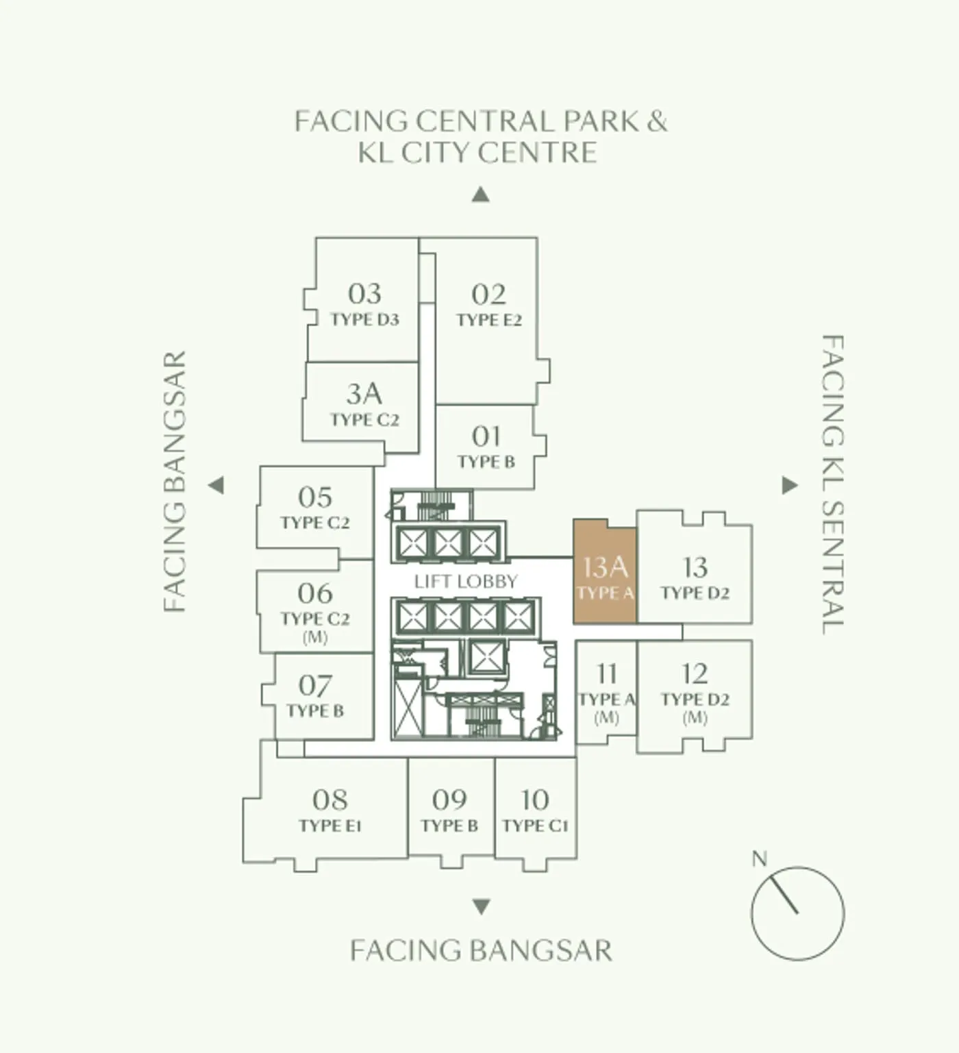 Typical floor: fourteen homes, Parkside Residences