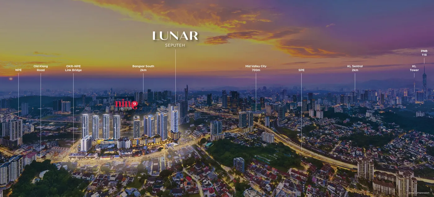 Map of nearby landmarks and roads, Lunar Seputeh, artist's impression