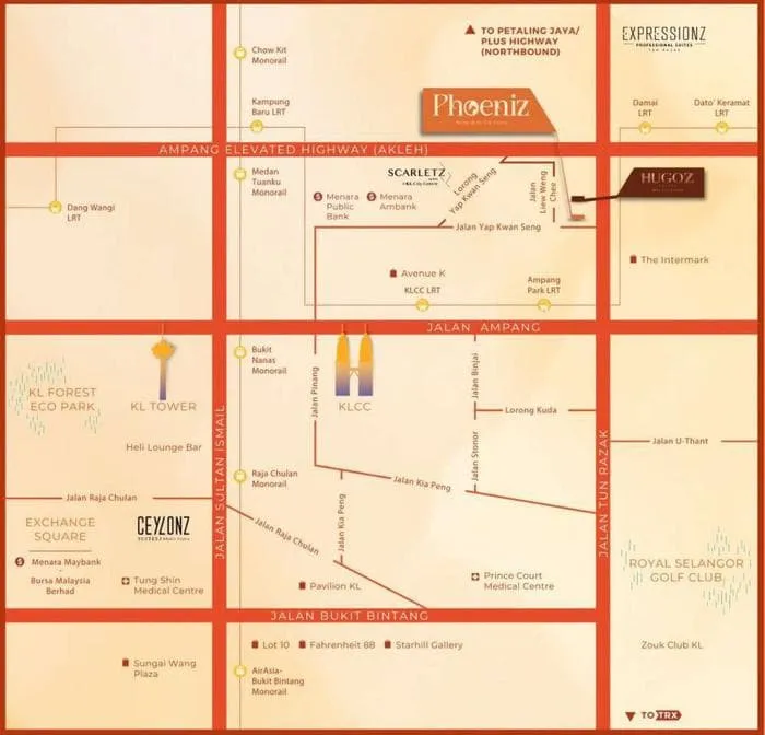 Developer's location map, Phoeniz Suites, artist's impression