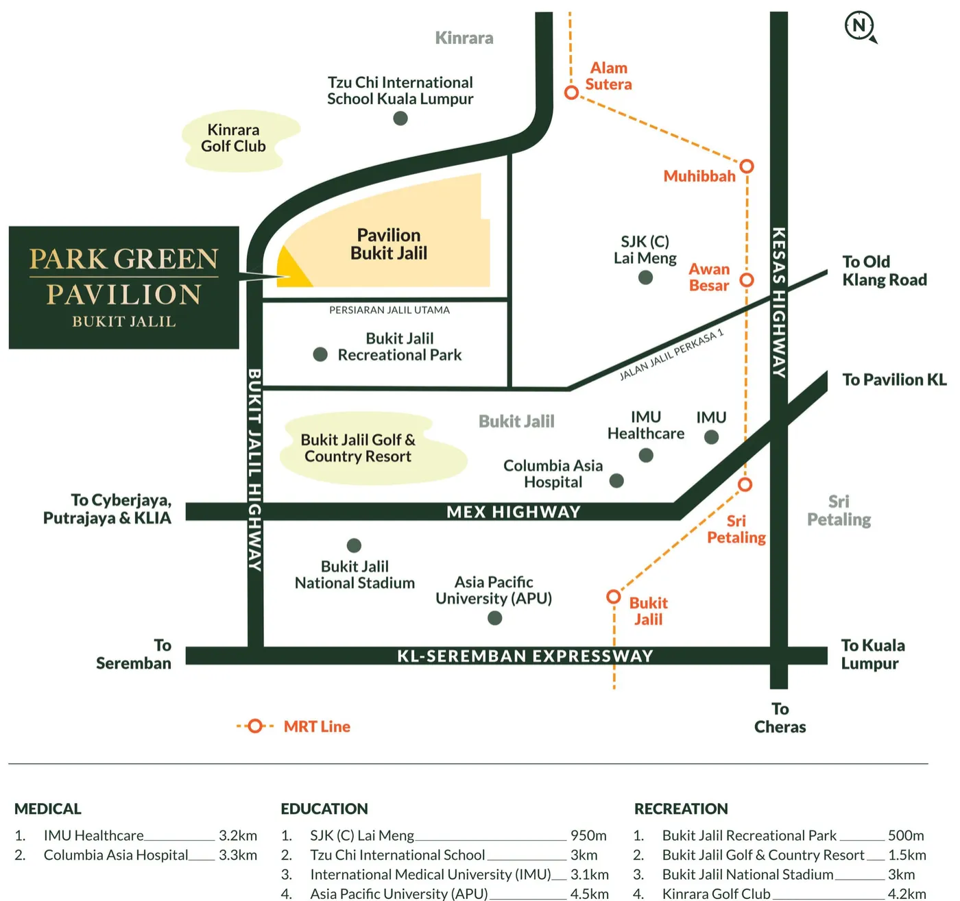 Location map with nearby amenities, Park Green Pavilion, artist's impression