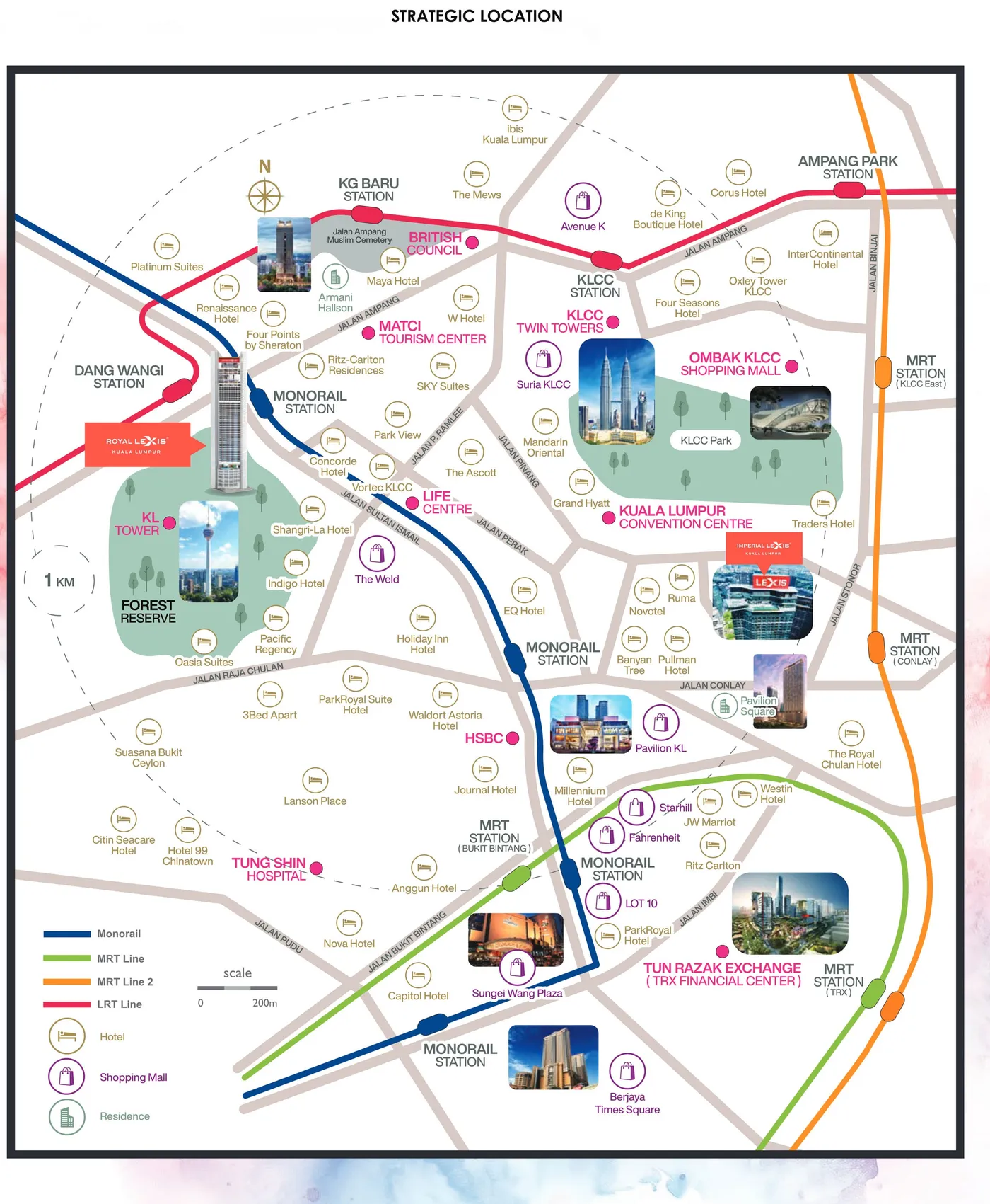 Developer's location map with rail routes, Royal Lexis, artist's impression