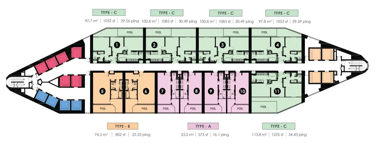 Levels 12 to 38: eleven suites a floor, Royal Lexis
