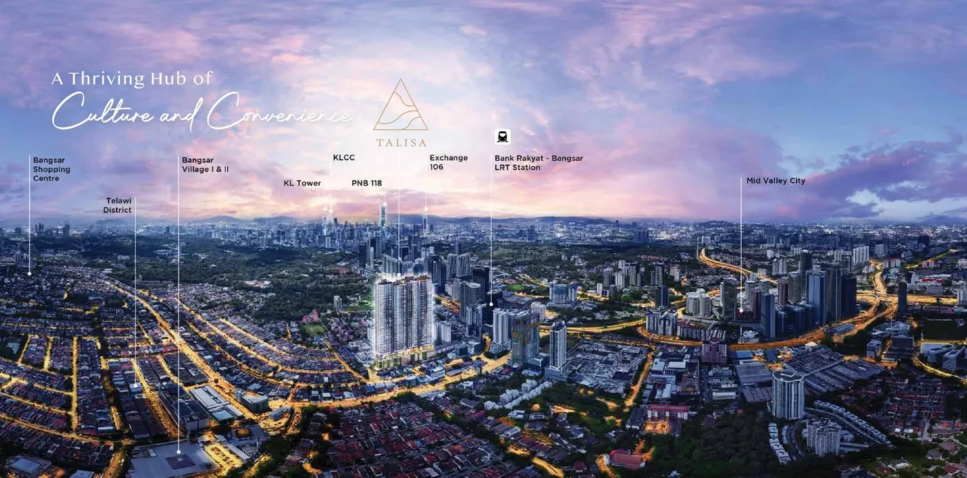 The site from above, with nearby landmarks, Talisa @ Bangsar Hill Park, artist's impression