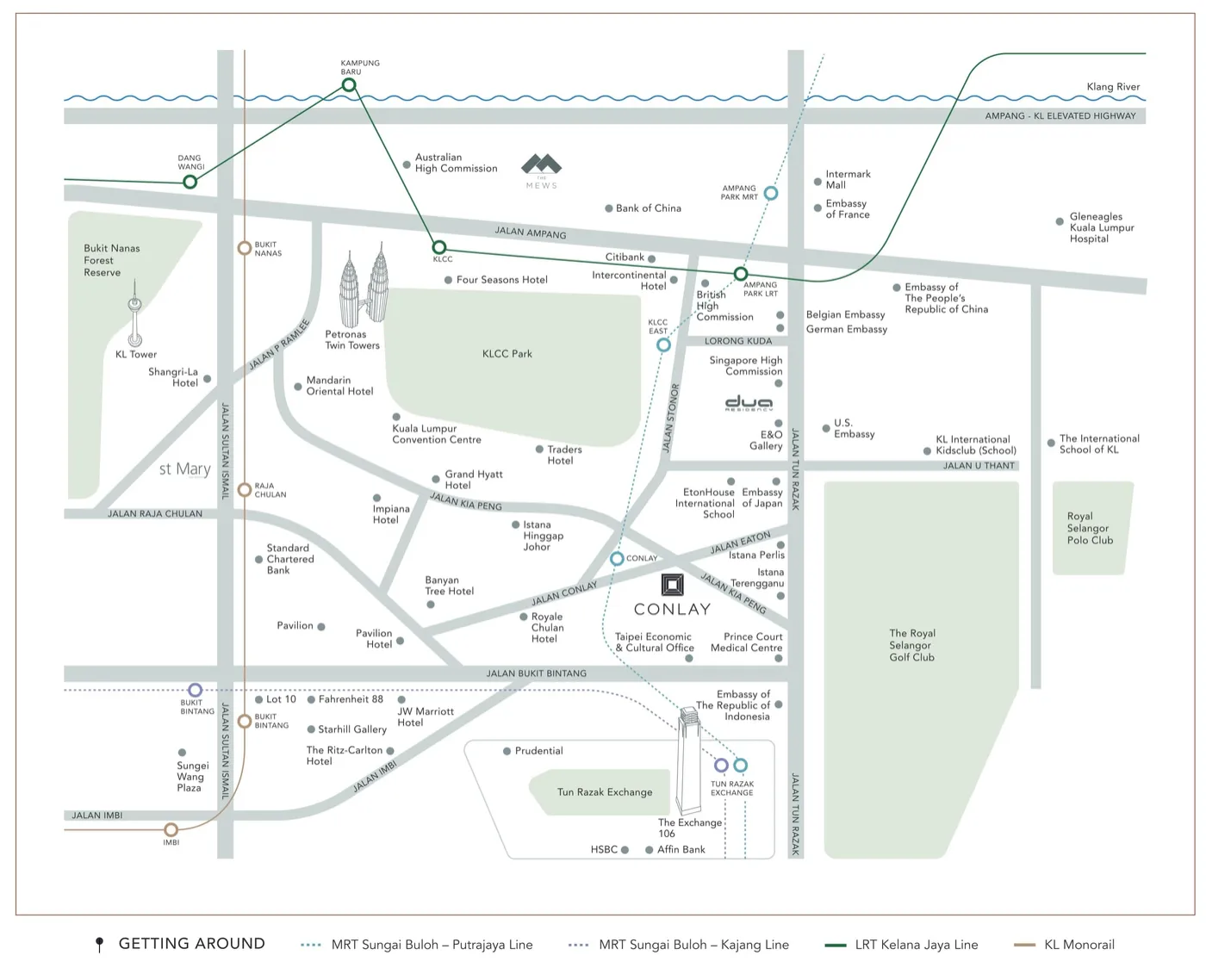 Developer's location map with landmarks and transit, The Conlay, artist's impression