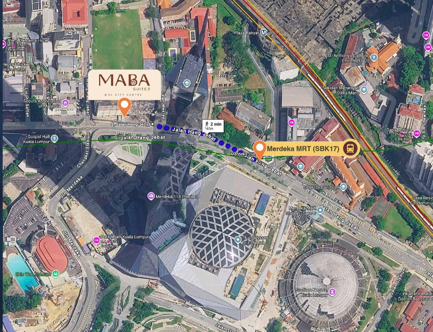 The 160 m walk to Merdeka MRT, MABA Suitez, artist's impression