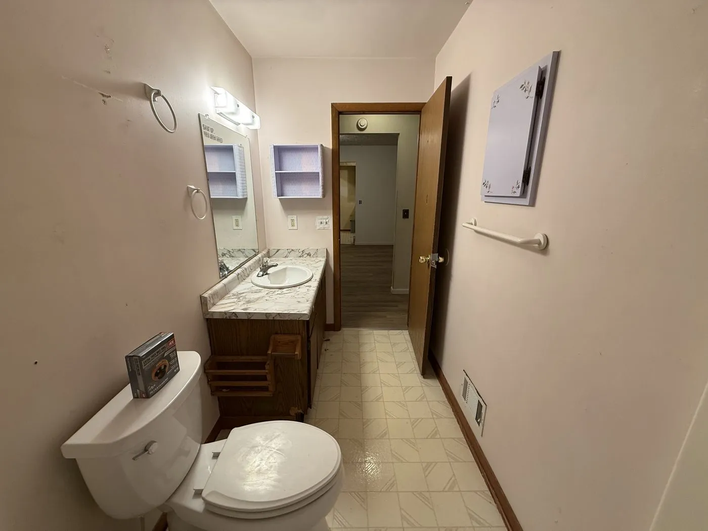 Bathroom on possession day, before the turnover