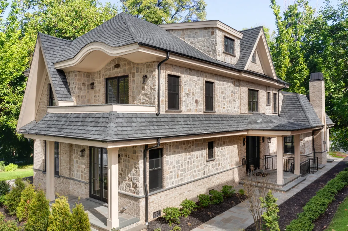 Jamaica Estate, a completed Prestige custom home in Jamaica Estates, Queens: the corner elevation