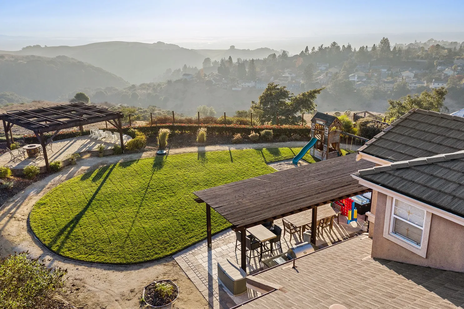 Aerial of the property boundary and garden