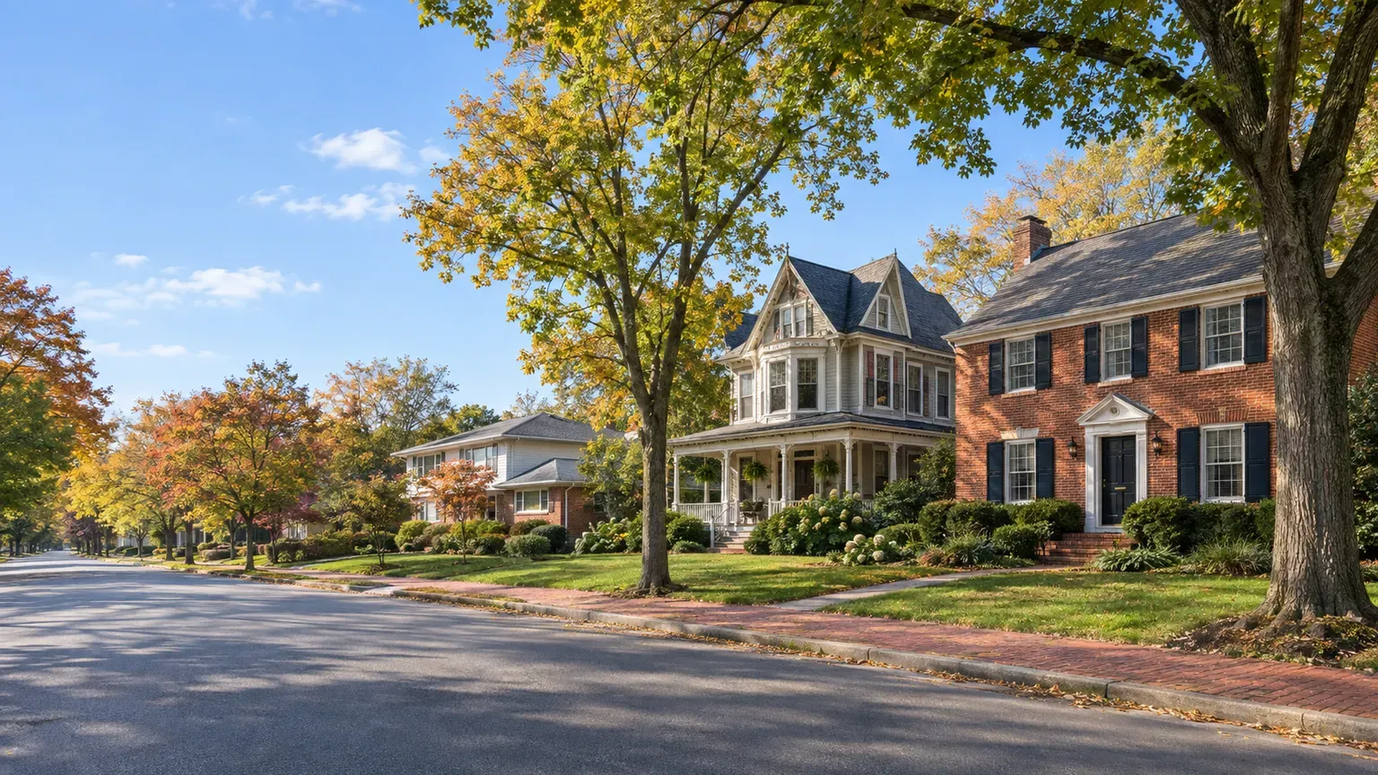 Red-brick Colonial, Victorian porch home and split-level on a tree-lined street in Camden County, New Jersey