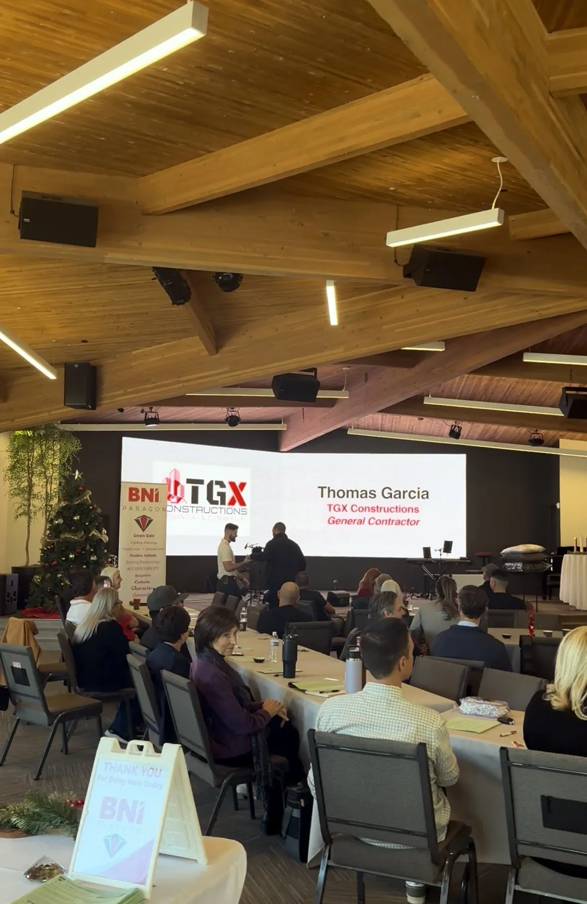 Thomas Garcia presenting TGX at a BNI meeting