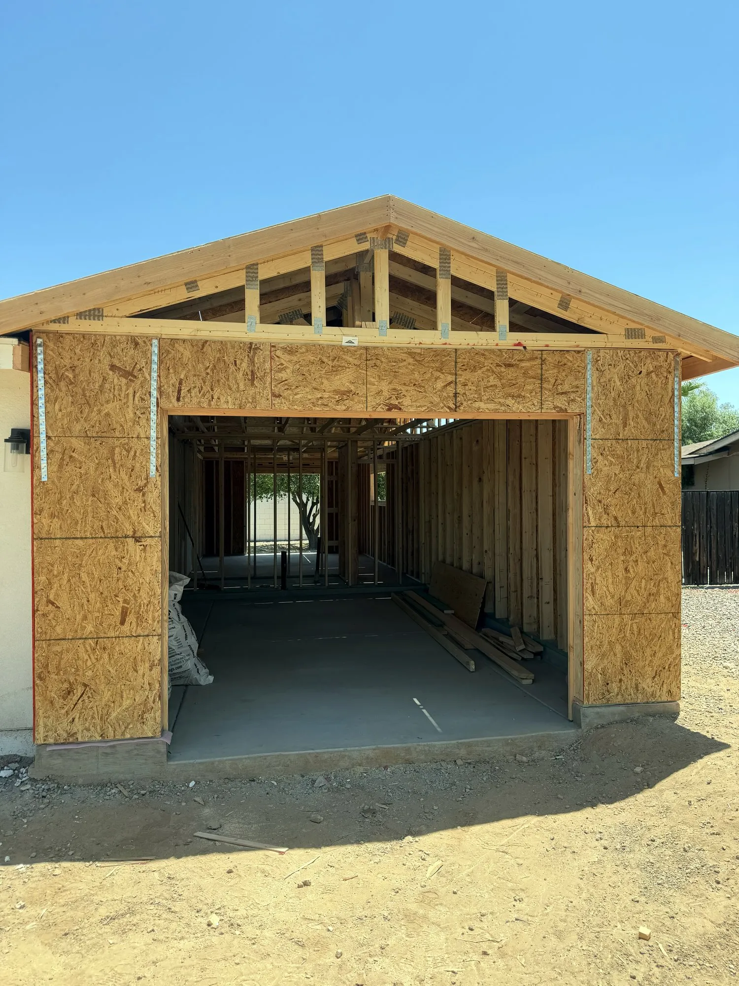 Framing for a bedroom, bathroom and garage addition, Scottsdale