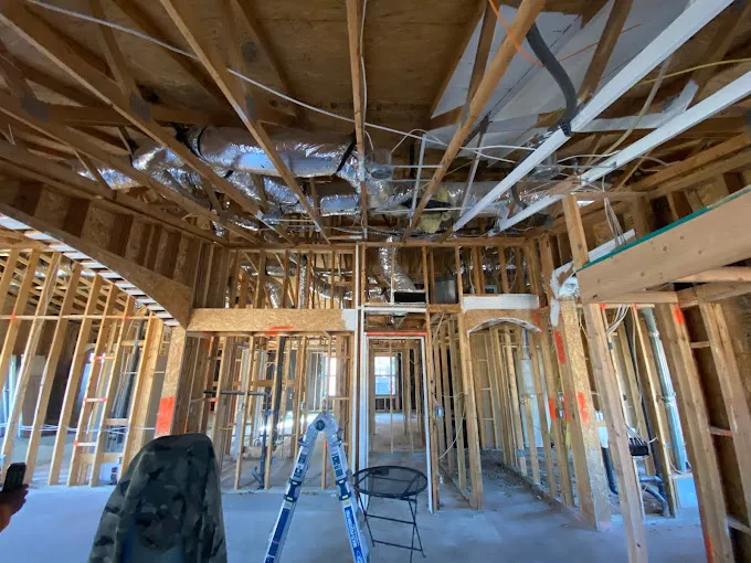 Framing during a fire rebuild in Goodyear