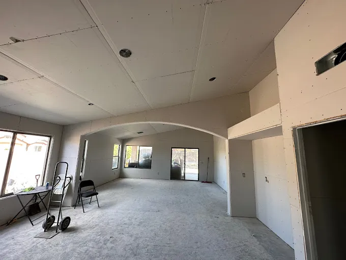 Drywall hung during a fire rebuild in Goodyear