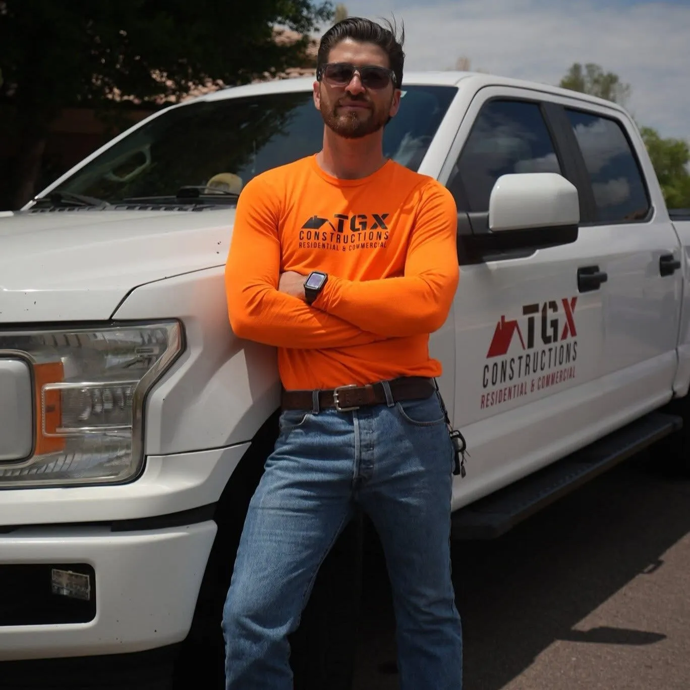Thomas Garcia, founder of TGX Constructions, with a TGX truck