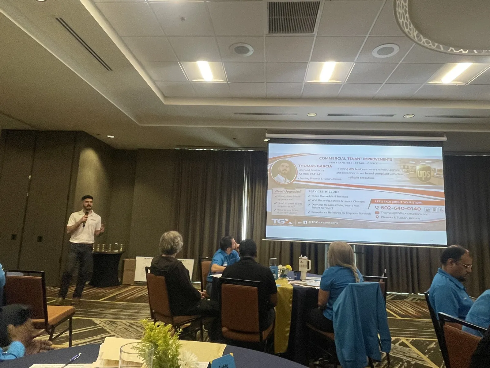 Thomas Garcia presenting TGX to franchise store owners
