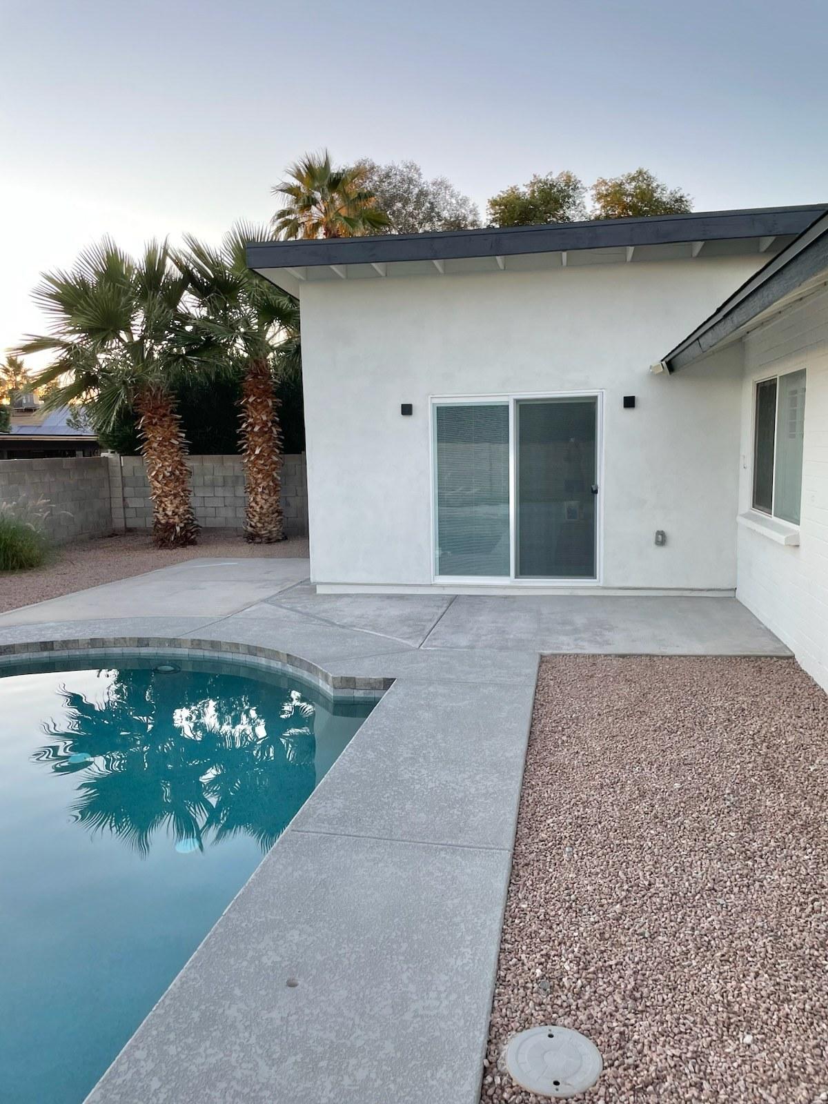 Finished stucco exterior of a home gym addition in Scottsdale