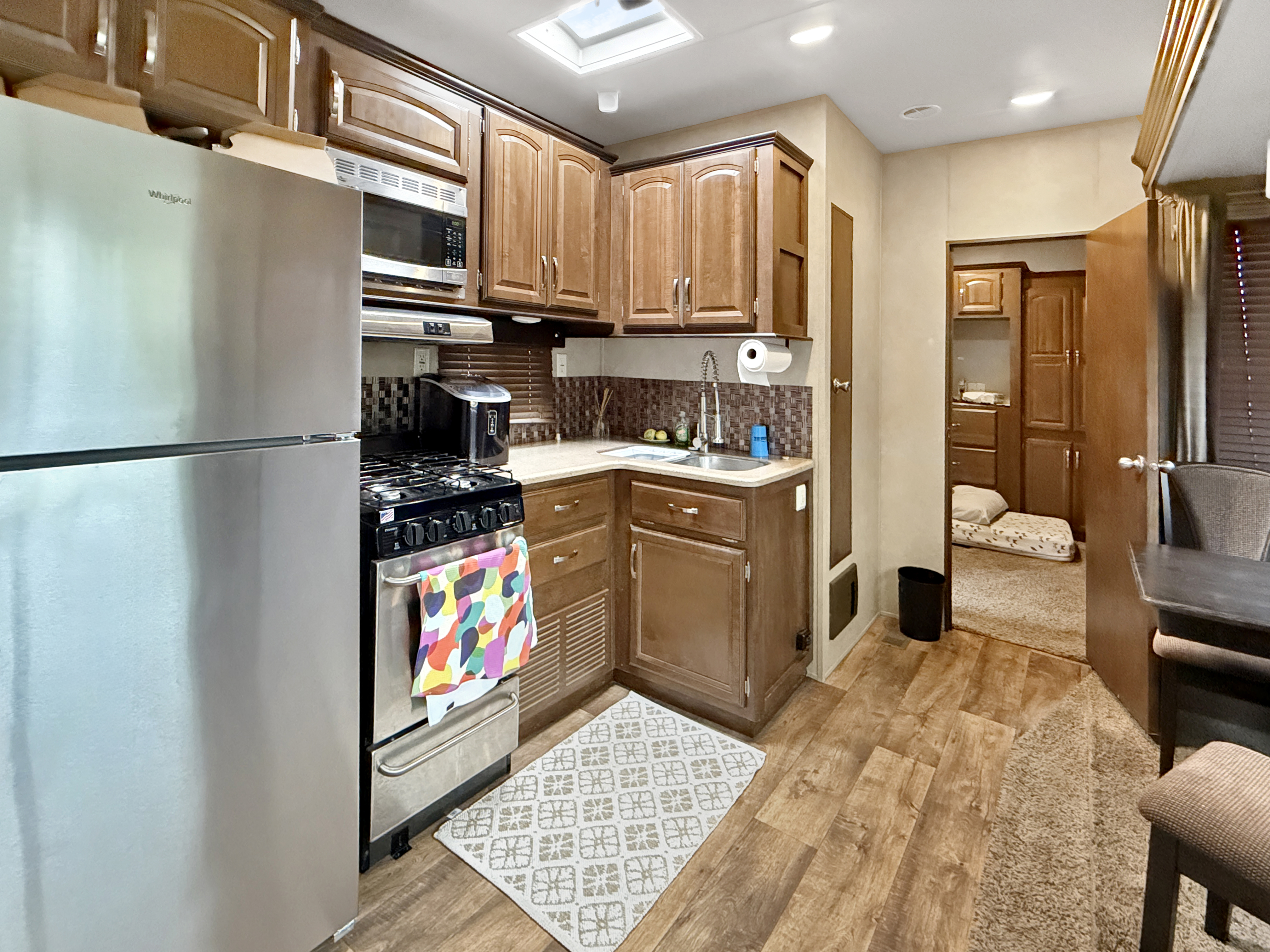 Kitchen inside the included camper