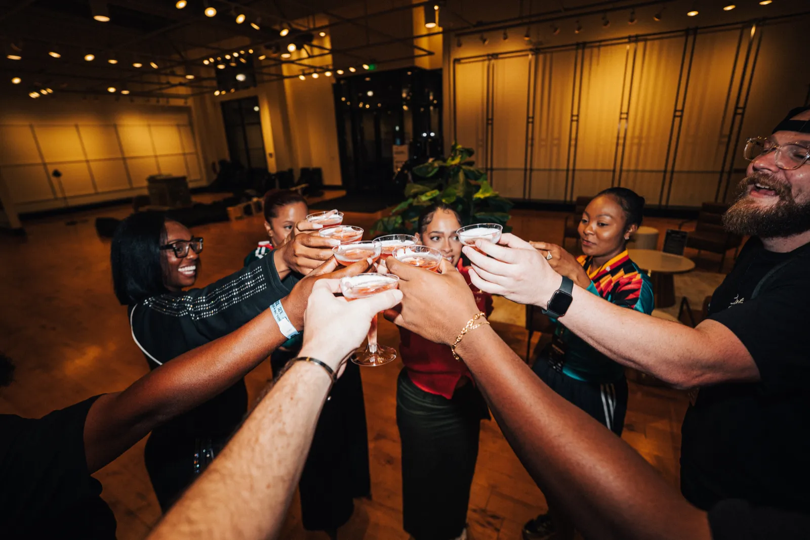 Guests raising a toast together
