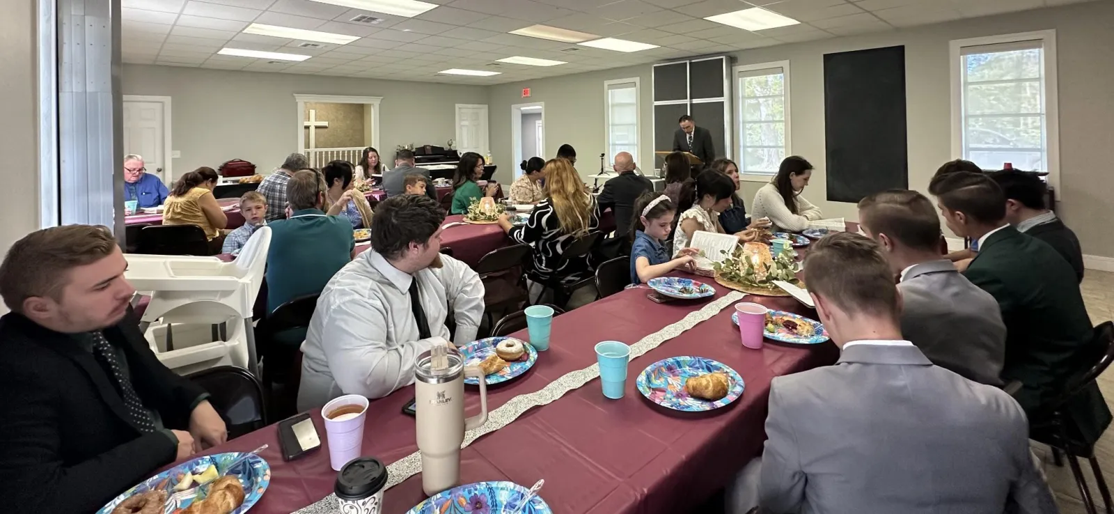 A fellowship meal in the hall at Naples Independent Baptist Church