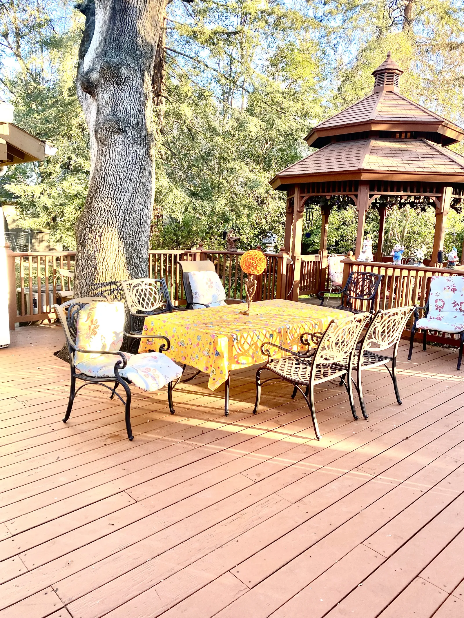 The back deck with a gazebo for outdoor relaxation